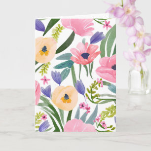 Spring Flowers Pastel Floral Watercolor Card