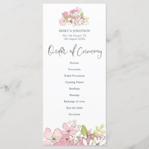 Spring Flowers Pastels Stylish Script Wedding Programme