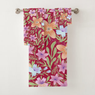 Spring Flowers Pattern  Bath Towel Set