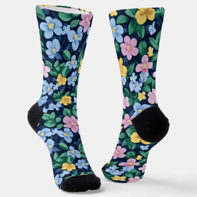 Spring Flowers Pattern Socks (Angled)