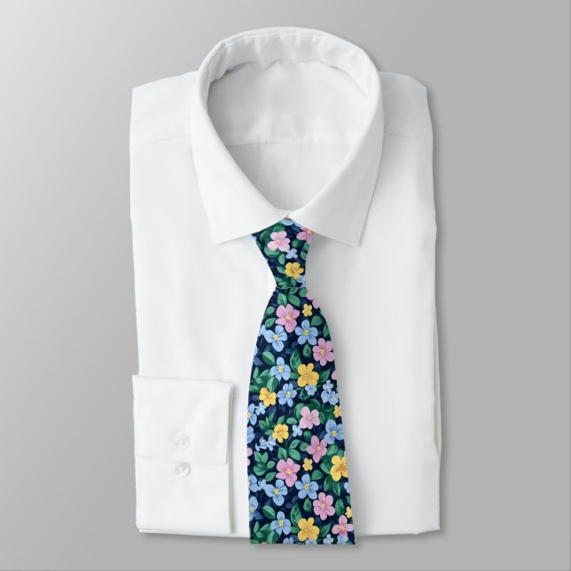 Spring Flowers Pattern Tie (Tied)