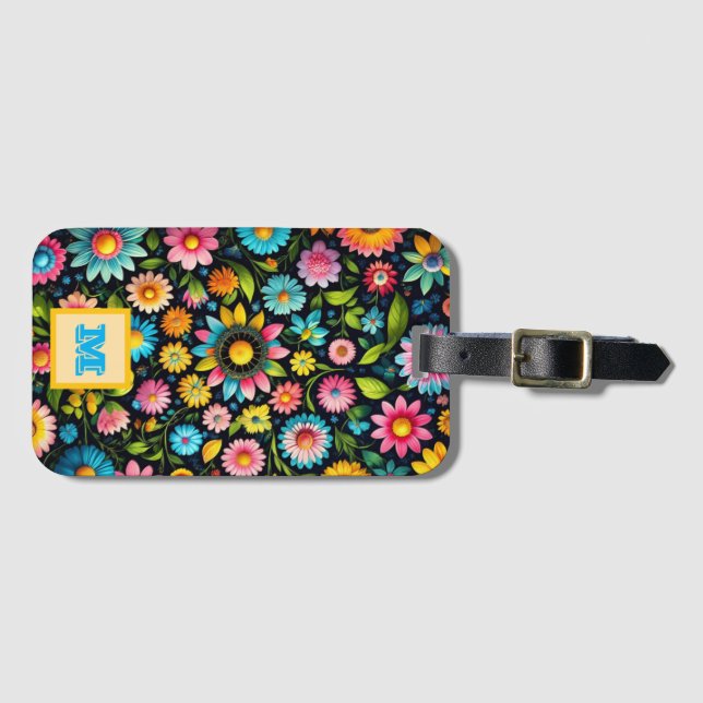 Spring Flowers. personalise, add name Luggage Tag (Front Horizontal)