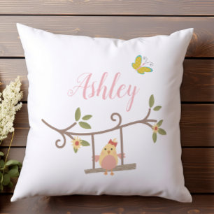 Spring Flowers Pink Butterfly Baby Cushion