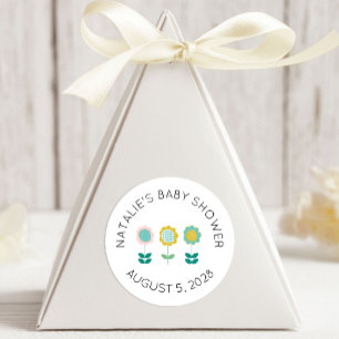 Spring Flowers Pink Butterfly Baby Shower Classic Round Sticker