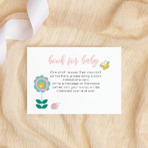 Spring Flowers Pink Butterfly Girl Books for Baby Enclosure Card