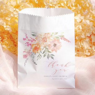 Spring Flowers Pink Girl Baby Shower Thank You Favour Bags