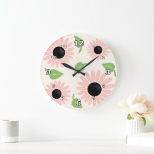 Spring flowers Pink Large Clock