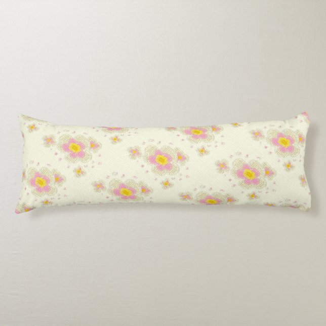Spring Flowers (pink/yellow) Body Cushion (Front)