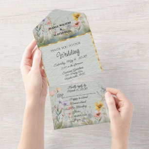 Spring Flowers Poppies Sunflowers All In One Invitation