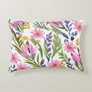 Spring Flowers   Pretty Pastel Floral Watercolor Decorative Cushion
