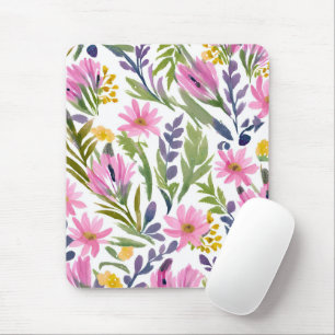 Spring Flowers Pretty Pastel Floral Watercolor Mouse Pad