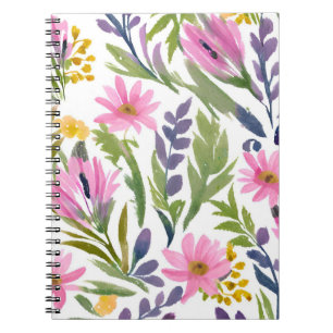 Spring Flowers   Pretty Pastel Floral Watercolor Notebook