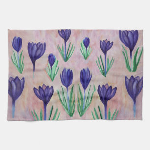 Spring Flowers, Purple Crocus Tea Towel