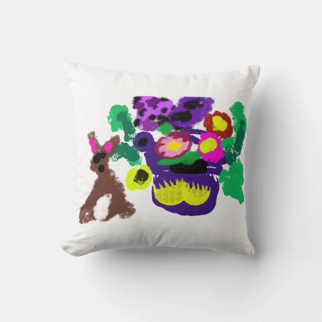 Spring flowers Rabbit joy Cushion (Front)
