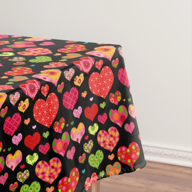 Spring Flowers Rainbow Love Hearts  Tablecloth (In Situ)