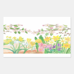 Spring Flowers Rectangular Sticker