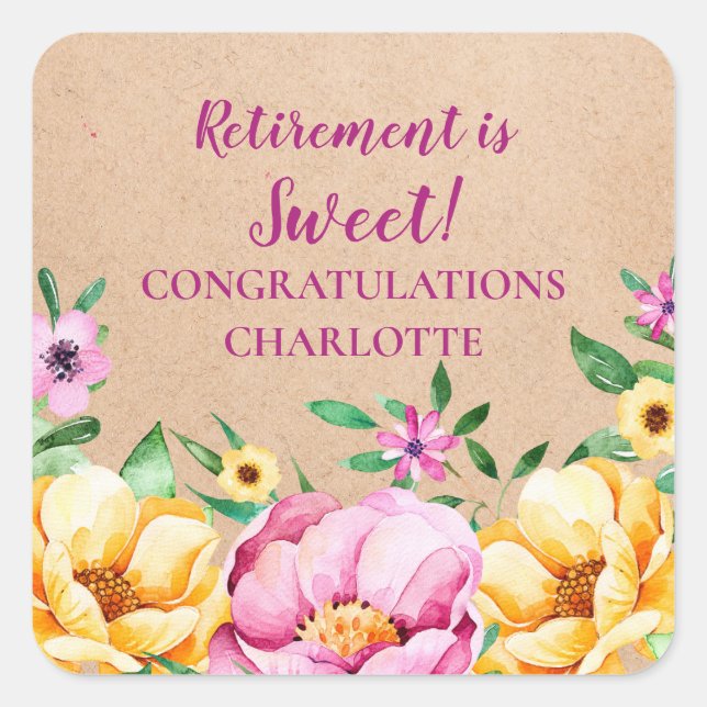 Spring Flowers Retirement Party Favour Tag (Front)