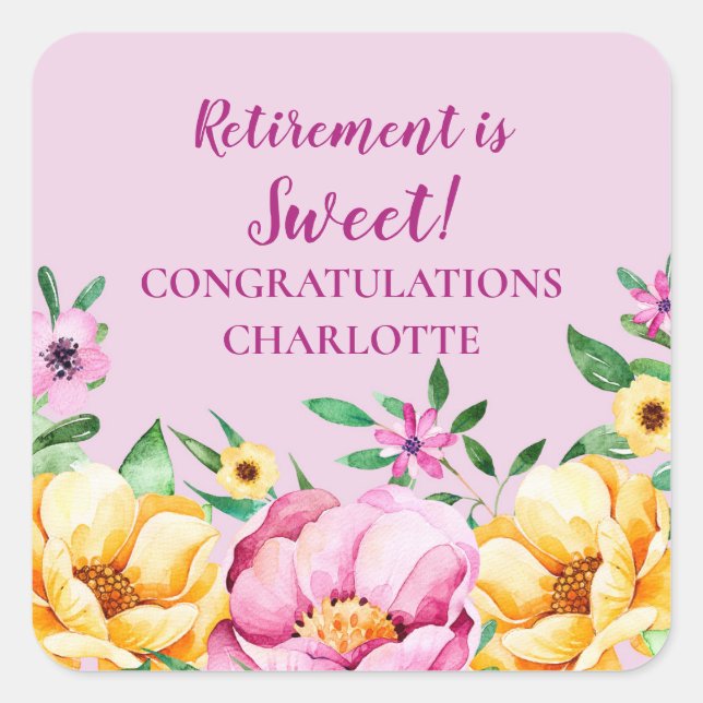 Spring Flowers Retirement Party Favour Tag (Front)
