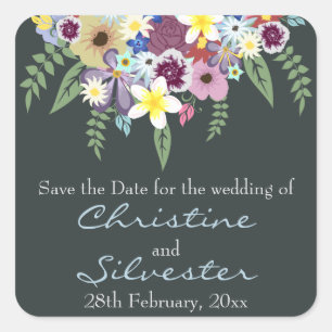 Spring Flowers, save the date. Square Sticker