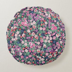 Spring flowers: seamless plant print. round cushion