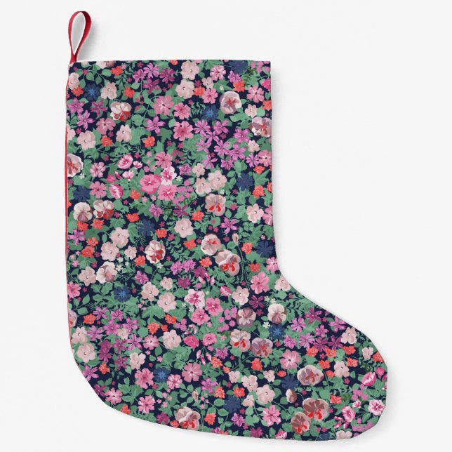 Spring flowers: seamless plant print. small christmas stocking (Front)