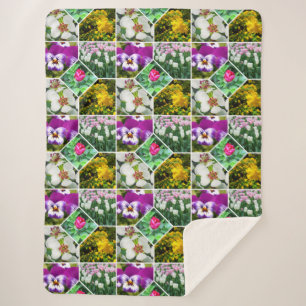 Spring Flowers Sherpa Blanket
