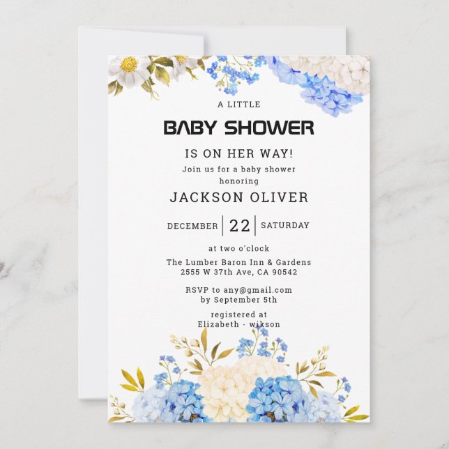 Spring Flowers | Simple Girl Baby Shower  Invitation (Front)