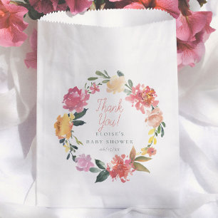 Spring Flowers Simple Girl Baby Shower Thank You Favour Bags