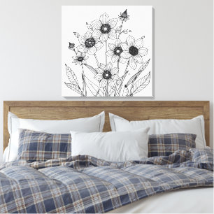 spring flowers sketch canvas print