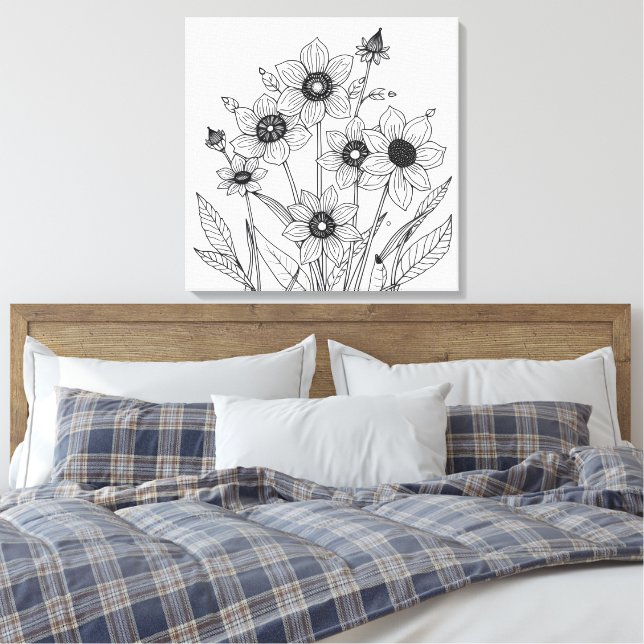 spring flowers sketch  canvas print (Insitu(Bedroom))