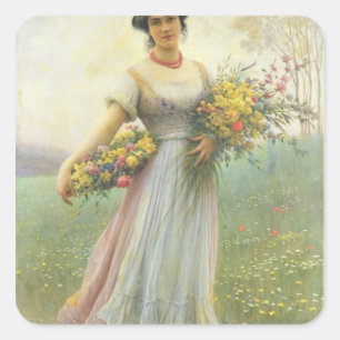 Spring Flowers Square Sticker