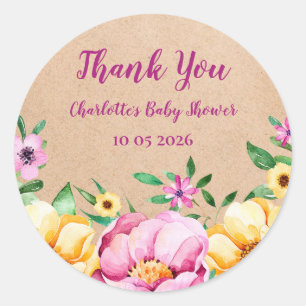 Spring Flowers Thank You Baby Shower Favour Tag