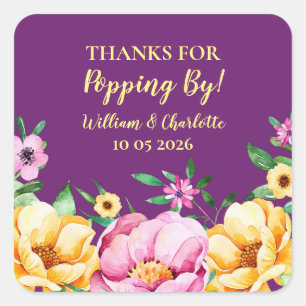 Spring Flowers Thanks for Popping By Wedding Tag