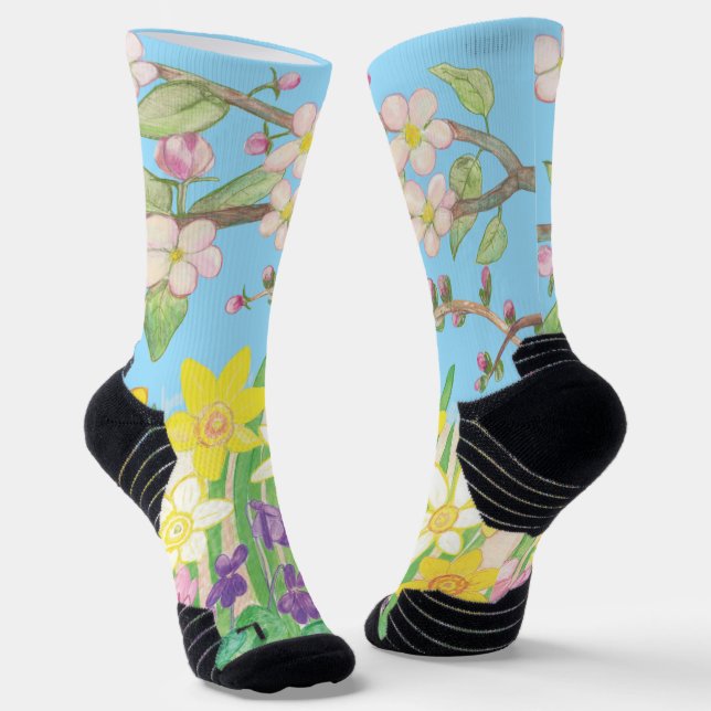 Spring Flowers that Radiate Joy   Socks (Angled)