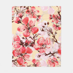 Spring Flowers U Pattern Fleece Blanket