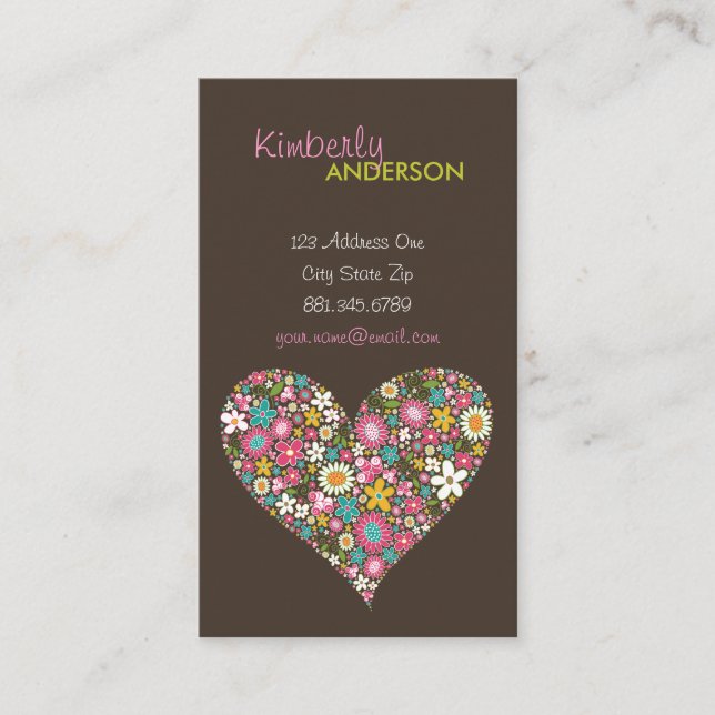 Spring Flowers Valentine Heart Love Profile Card (Front)