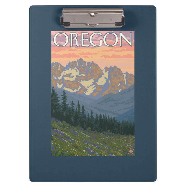 Spring Flowers- Vintage Travel Poster Clipboard (Front)