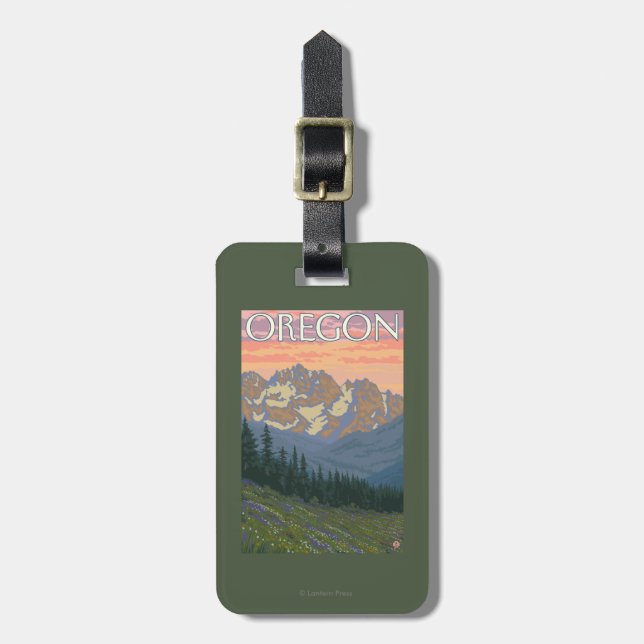 Spring Flowers- Vintage Travel Poster Luggage Tag (Front Vertical)