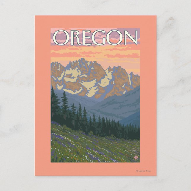 Spring Flowers- Vintage Travel Poster Postcard (Front)