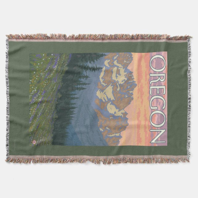 Spring Flowers- Vintage Travel Poster Throw Blanket (Front)
