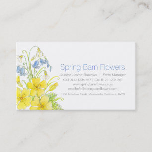 spring flowers watercolor art business cards
