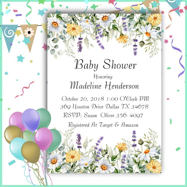 Spring Flowers Watercolor Baby Shower Invitation (Creator Uploaded)