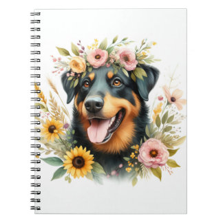 Spring Flowers Watercolor Beauceron - Notebook
