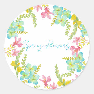 Spring flowers watercolor  classic round sticker