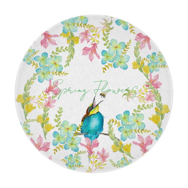 Spring flowers watercolor  cutting board (Front)