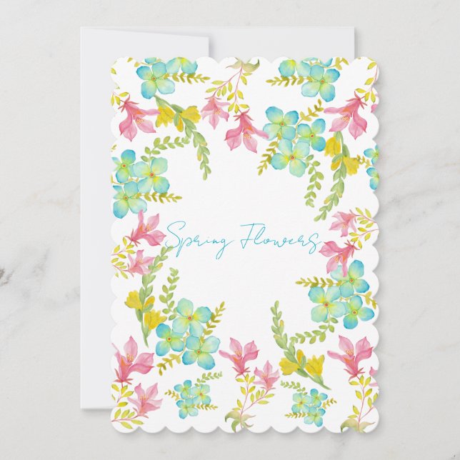 Spring flowers watercolor invitation (Front)