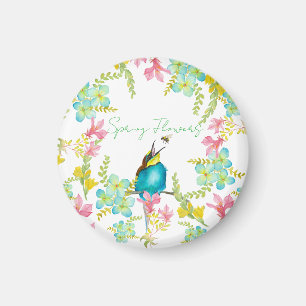 Spring flowers watercolor  magnet