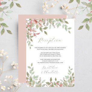 Spring Flowers Watercolor Pink Wedding Reception Enclosure Card