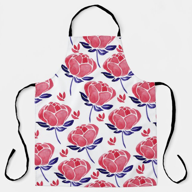 Spring flowers, watercolor seamless pattern. apron (Front)