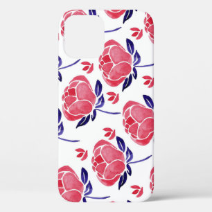 Spring flowers, watercolor seamless pattern. iPhone 12 case